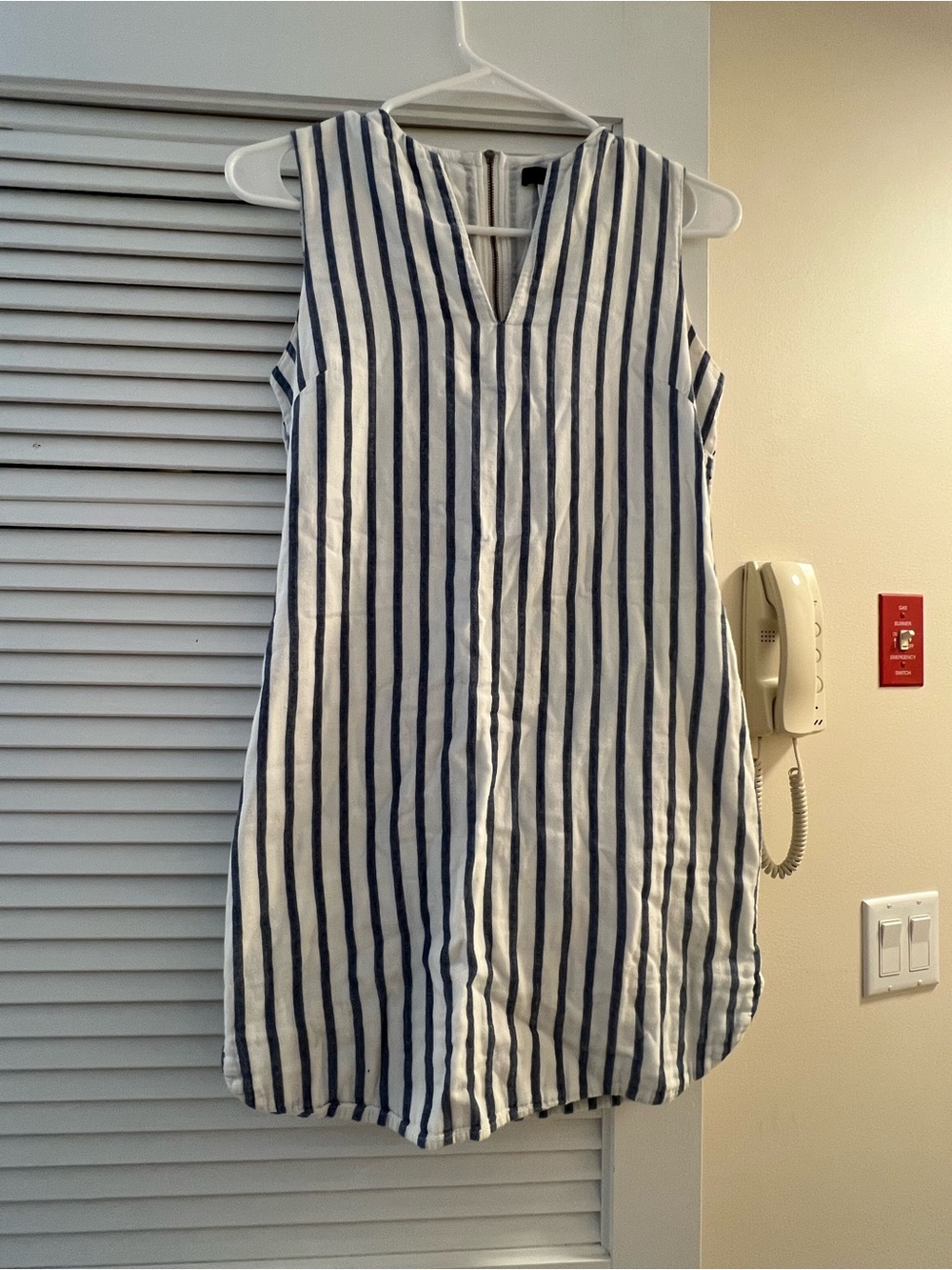 BCBGMaxAzria Navy & White Sleeveless Striped Shift Dress
